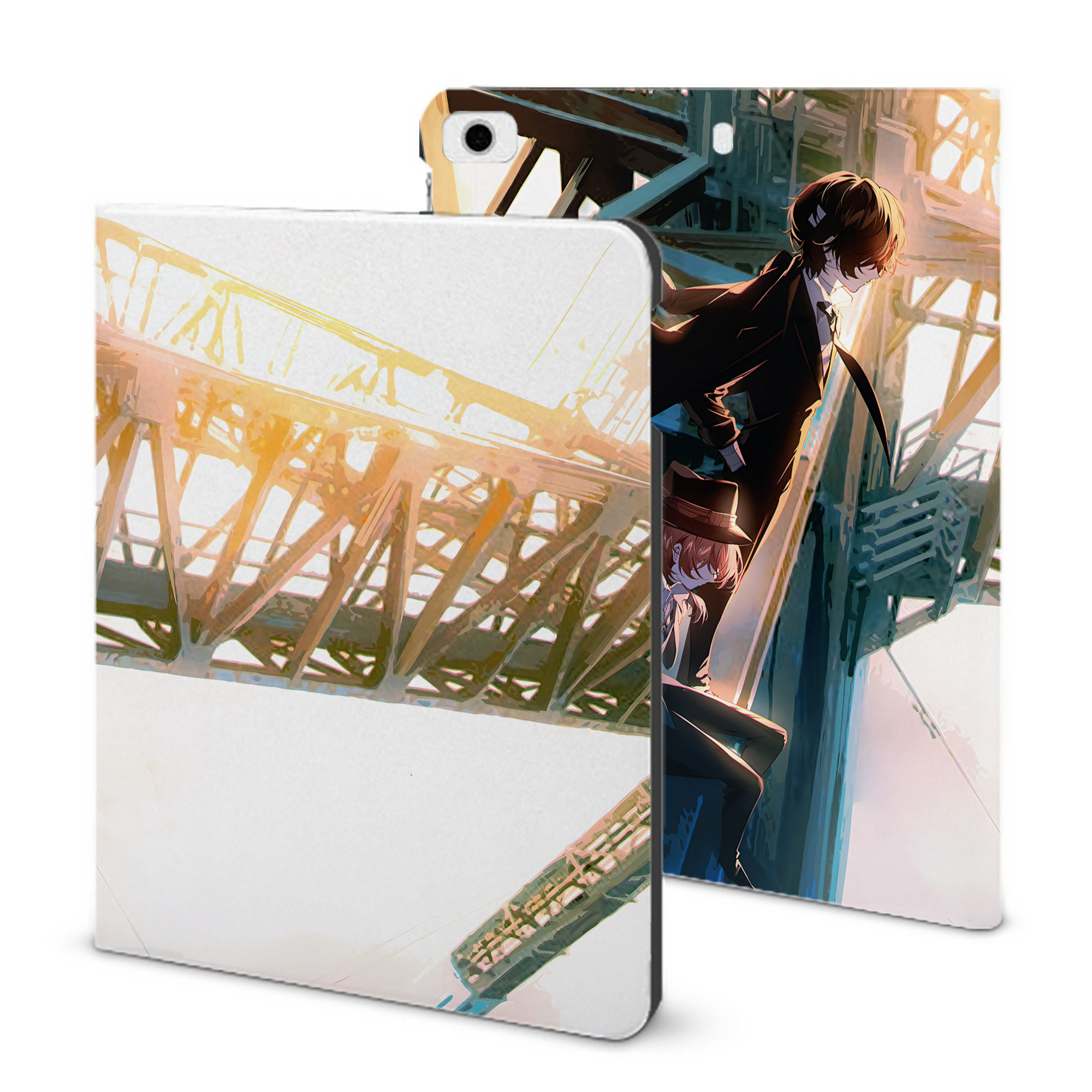 （画像用） 文豪ストレイドッグス Bungo Stray Dogs IPad ケース ブック型 PUレザー TPU 耐衝撃 軽量 薄型 ペン収納なし 全面保護 IPad 各モデル対応